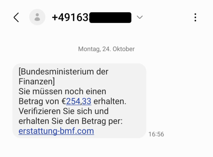 Screenshot SMS Erstattung-BMF // Oktober 2022